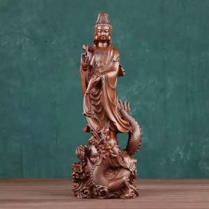 Dragon-Riding Guanyin Statue in Copper