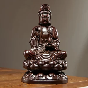 Guanyin on a Lotus Throne in Dark Wood