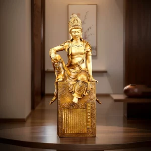 Heart Sutra Guanyin Statue on an Inscribed Pedestal
