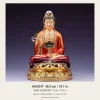 Supplier specification image for the 48.5 cm red and gold Guanyin, with a 31 cm base diameter and approximate statue weight of 11.5 kg