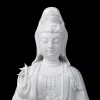 Bajiaozuo Kuan Yin face and crown, with lowered eyes, bead ornaments and a small seated figure in the crown