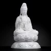 Right-facing view of the Bajiaozuo Guanyin statue showing the vase, layered lotus petals and angular pedestal