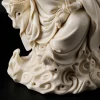Bare foot, flowing robes and pierced rock carving at the base of the ivory Chijing Guanyin