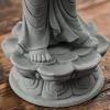Bare feet of the standing Guanyin on the layered lotus pedestal, viewed from above