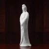 Left three-quarter view of Nianzhu Guanyin showing the prayer beads and long porcelain robe