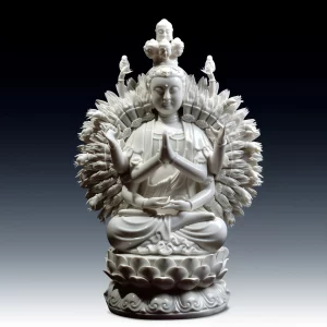 Thousand-Armed Guanyin Statue in Dehua White Porcelain